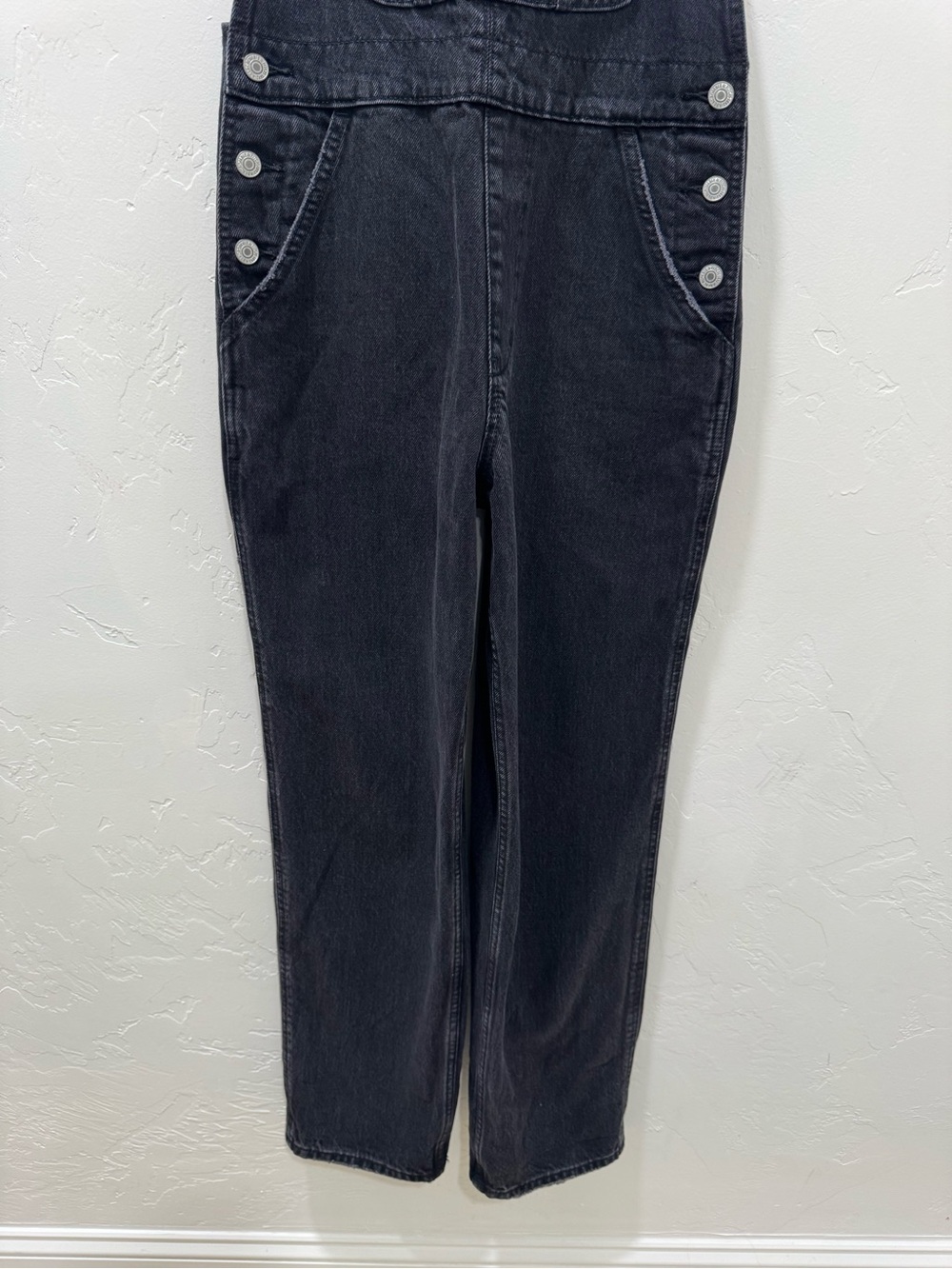 Abercrombie & Fitch Washed Black Women's Small Denim Overalls Classic Fit - Picture 6 of 15